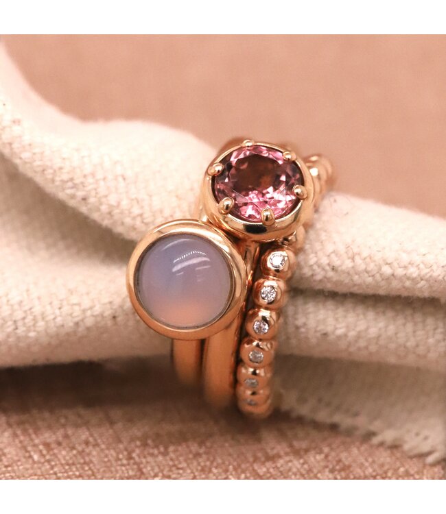 ROEMER by Bregje  14K  rosegouden ring met bolletjes en 0.10ct diamant