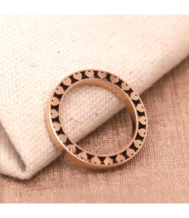 ROEMER by Bregje roségouden ring met hartjes