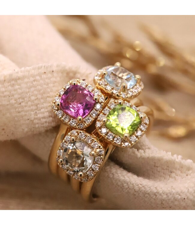 ROEMER ring 14K geelgoud met Topaas 0,97ct en diamant 0,11ct 55