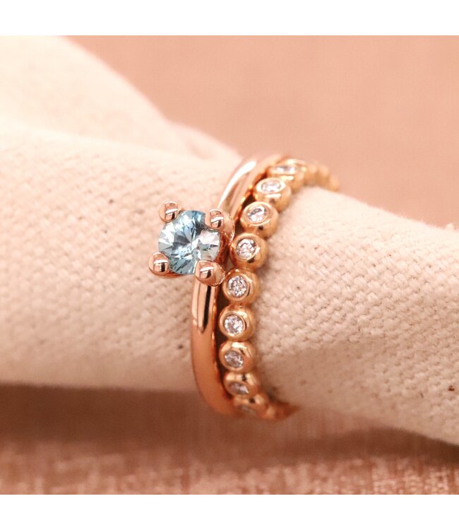 ROEMER by Bregje ring Lily Mini 18K roségoud met natuurlijke blauwe zirkoon