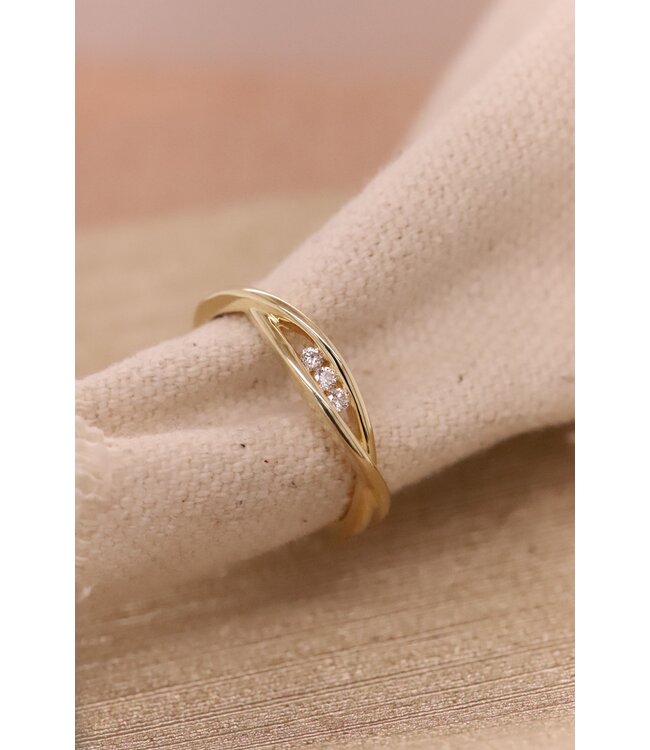 Passione 14k geelgouden ring  met diamant 0.06ct