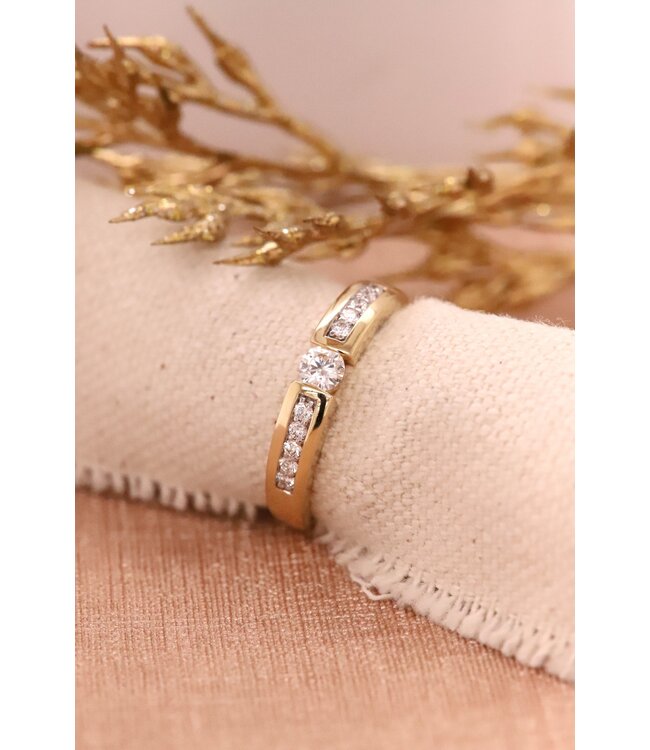 Passione ring goud 14k met diamant 0.16ct maat 55