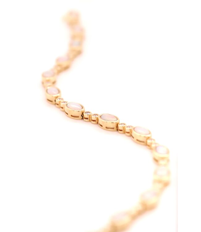 Roemer armband goud 14k met opaal en diamant 0.35ct