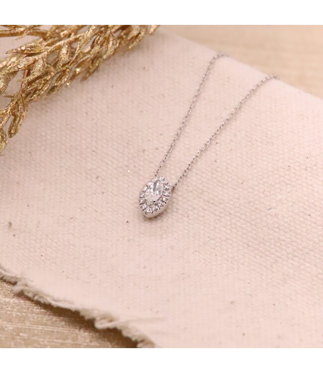 Positano collier 18k witgoud met 0.39ct diamant