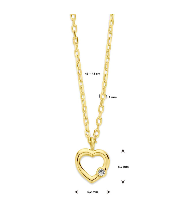 ROEMER collier 14k geelgoud hart en diamant 0.01ct h si 41 - 43 cm