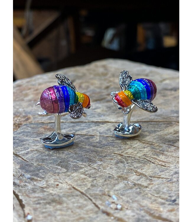 Deakin & Francis manchetknopen regenboog Bij zilver