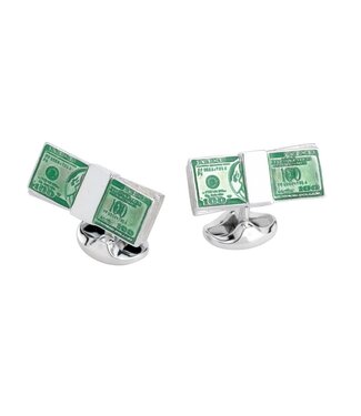 Deakin & Francis Deakin & Francis manchetknopen dollarbiljet zilver met emaille Deakin & Francis Deakin & Francis manchetknopen dollarbiljet zilver met emaille
