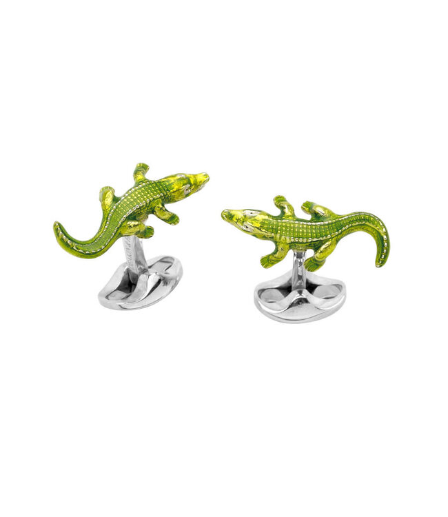 Deakin & Francis manchetknopen krokdil zilver met emaille