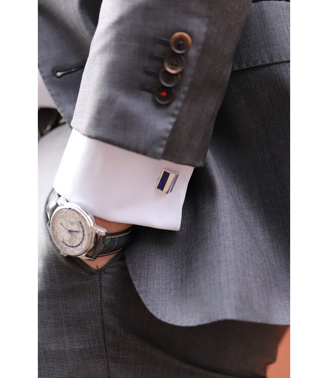 Deakin & Francis manchetknopen zilver met Lapis Lazuli inleg