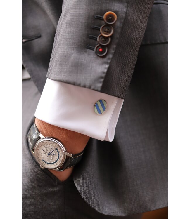 Deakin & Francis manchetknopen pale blue zilver met emaille