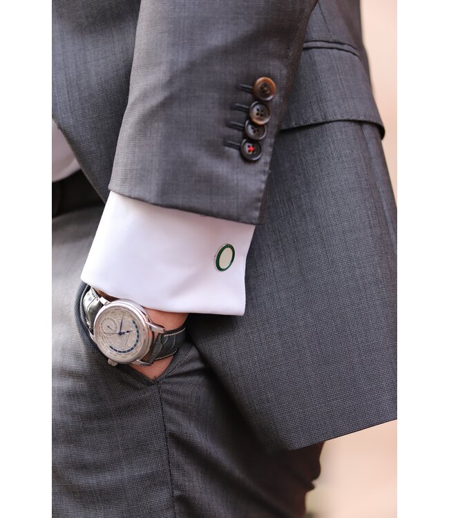 Deakin & Francis manchetknopen racing green zilver met emaille
