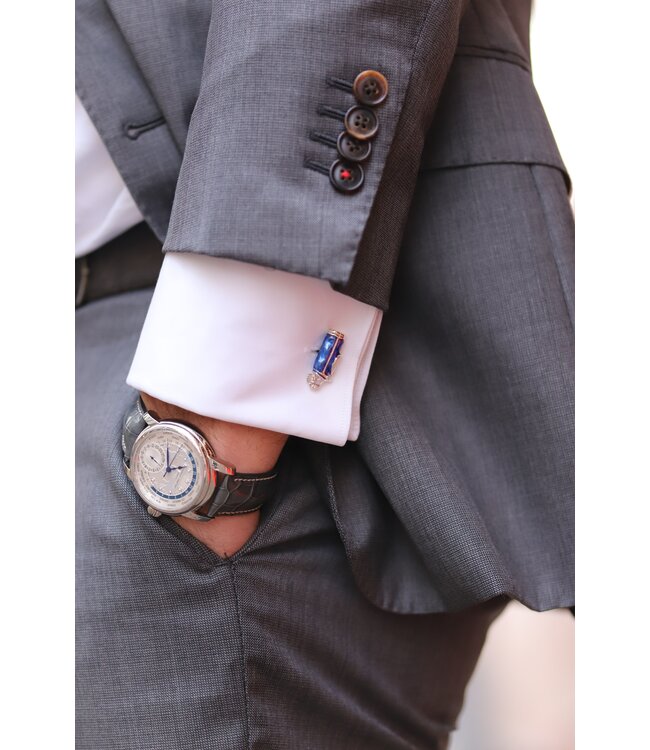 Deakin & Francis manchetknopen golftas zilver met emaille