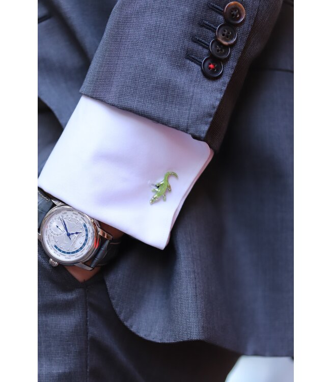 Deakin & Francis manchetknopen krokdil zilver met emaille