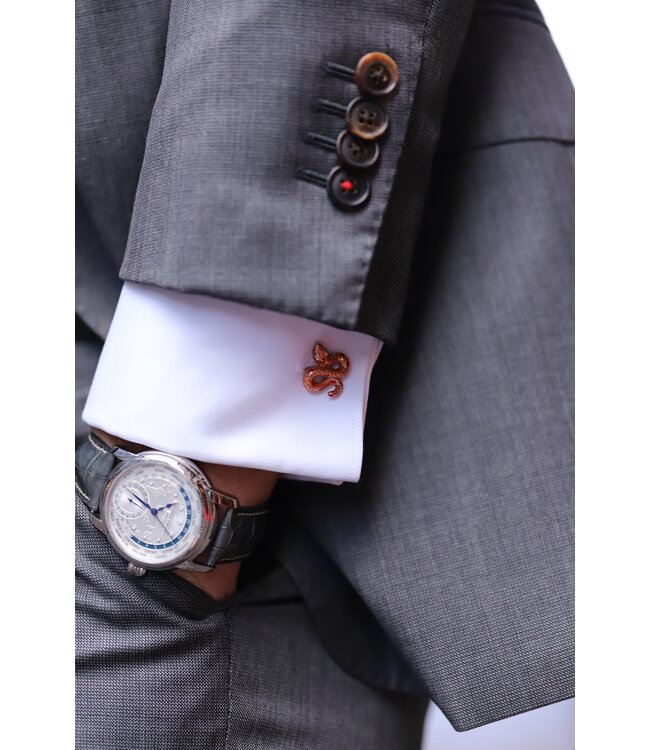 Deakin & Francis manchetknopen zilver met emaille slang