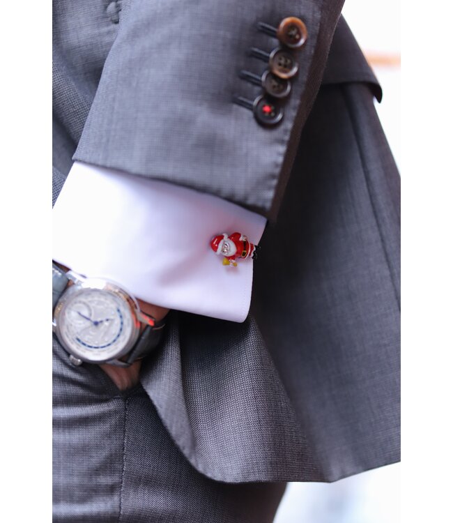 Deakin & Francis manchetknopen kerstman zilver met emaille