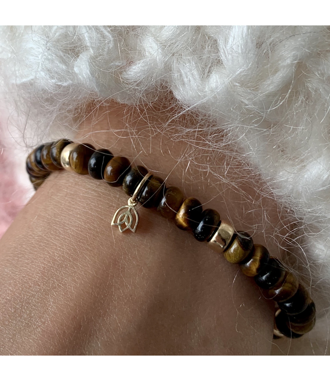 Y&G armband tijgeroog 14k goud 7006