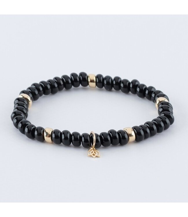 Y&G armband onyx 14k goud 7013