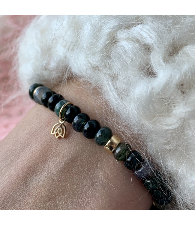 Y&G armband mosagaat 14k goud 7009