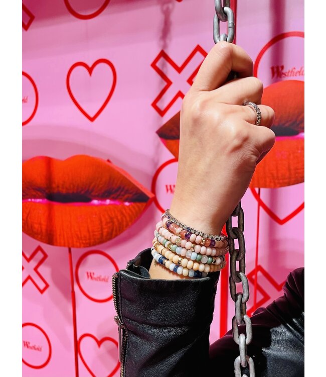 Y&G armband rozekwarts, amethist en rhodochrosiet 14k goud SP0021