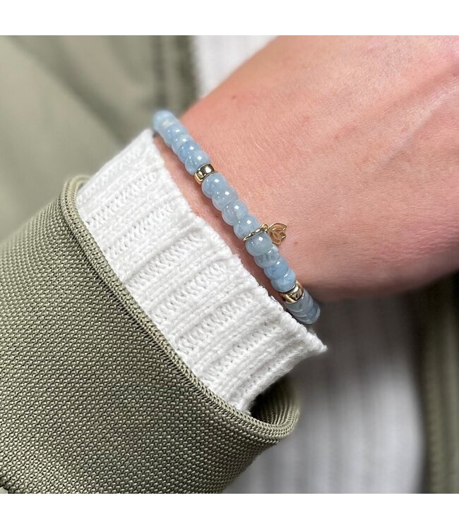 Y&G armband aquamarijn 14k goud 7036