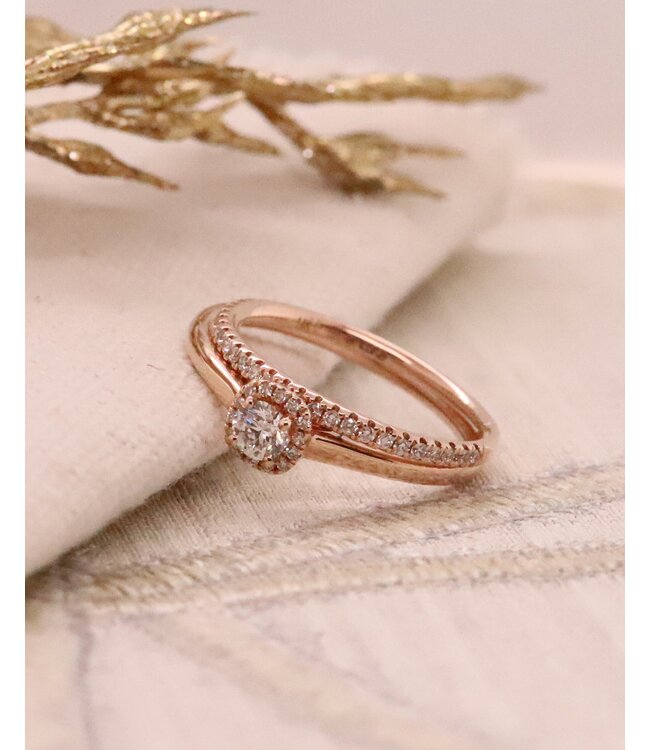 ROEMER ring 14k rosegoud alliance XS met diamant 0,13ct 52