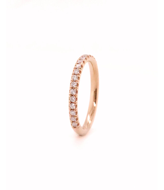 ROEMER ring 14k rosegoud alliance S met diamant 0.22ct 56