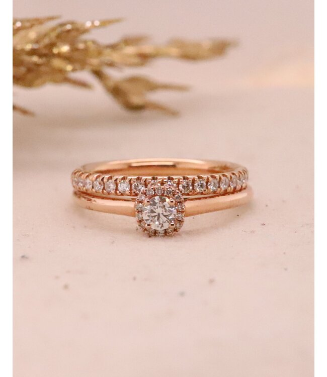 ROEMER ring 18k rosegoud alliance S met diamant 0.22ct 51