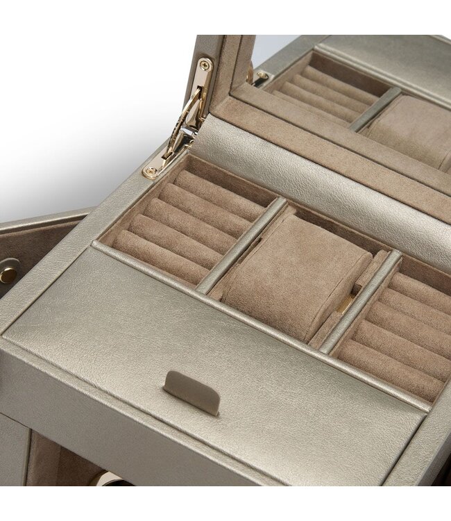 WOLF Watchwinder Palermo Single Watch Winder With Jewellery Storage Pewter 213778