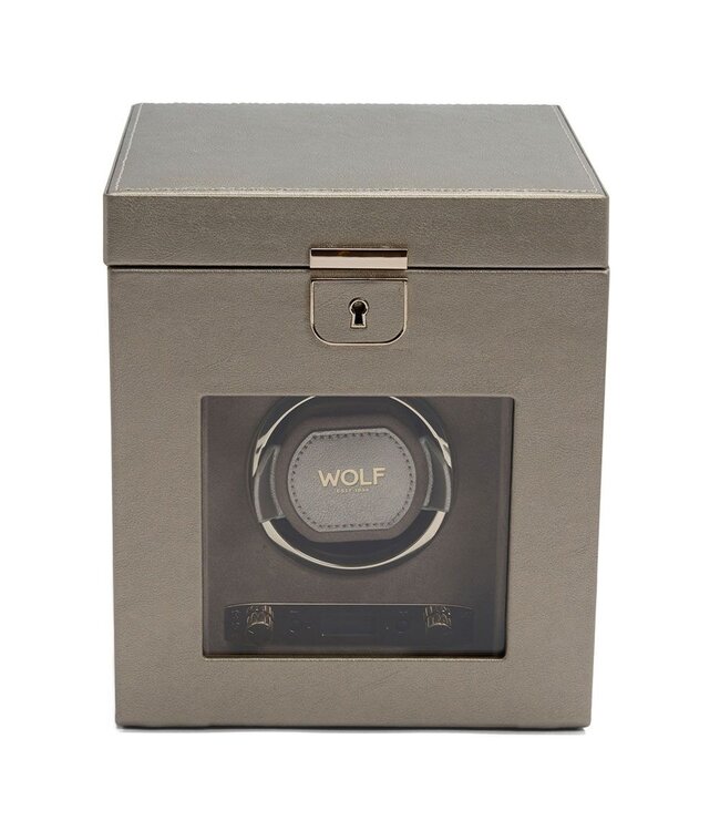 WOLF Watchwinder Palermo Single Watch Winder With Jewellery Storage Pewter 213778