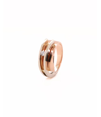 R&C R&C Bicolor gouden ring Galla met 0.08ct