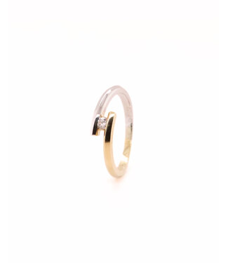 R&C R&C Bicolor gouden ring Penelope met diamant 0.07ct