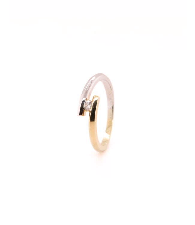 R&C Bicolor gouden ring Penelope met diamant 0.07ct