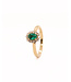 ROEMER ring 18K geelgoud entourage met Smaragd 0.46ct en diamant 0,26ct 55