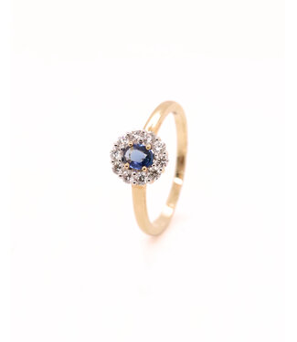 Excellent Jewelry Excellent geelgouden ring met saffier en briljant RP137027