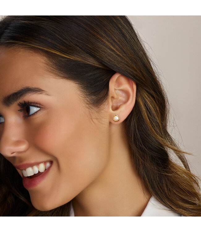 ROEMER Parel Oorknoppen Bloem 14k geelgoud 8.5mm