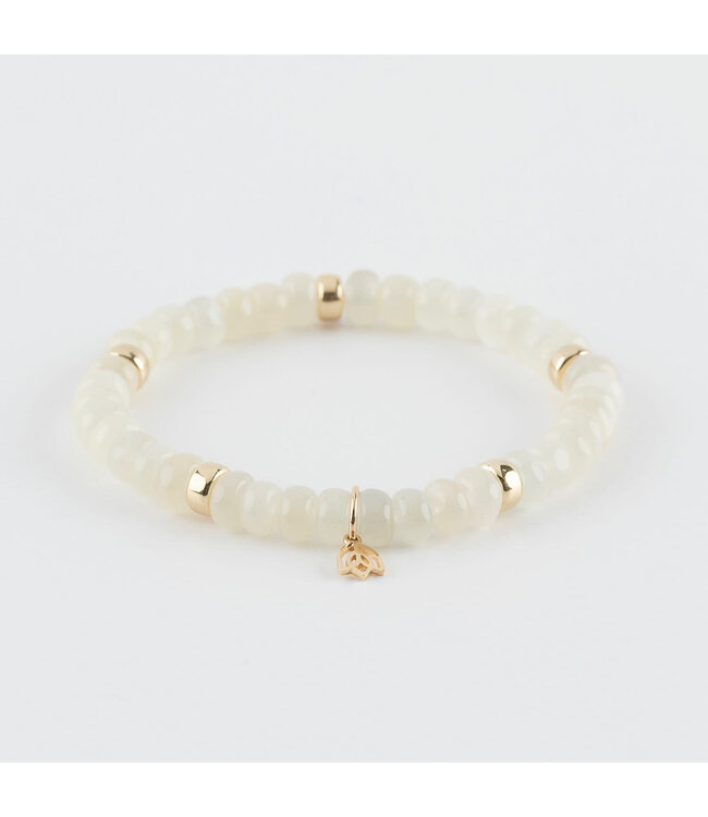 Y&G armband witte maansteen met 14k beads