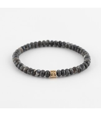 Y&G Y&G armband heren labradoriet met 14k gouden cube 8038M-Y