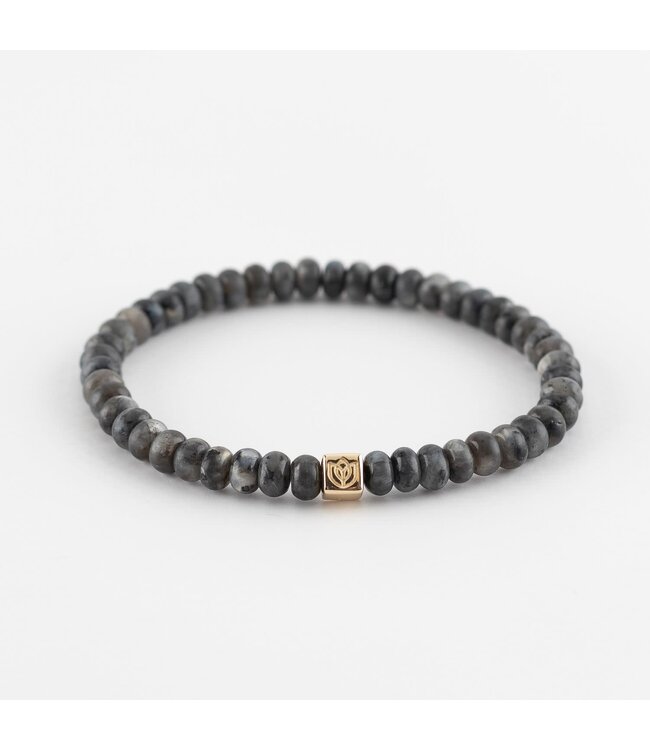 Y&G armband heren labradoriet met 14k gouden cube 8038M-Y