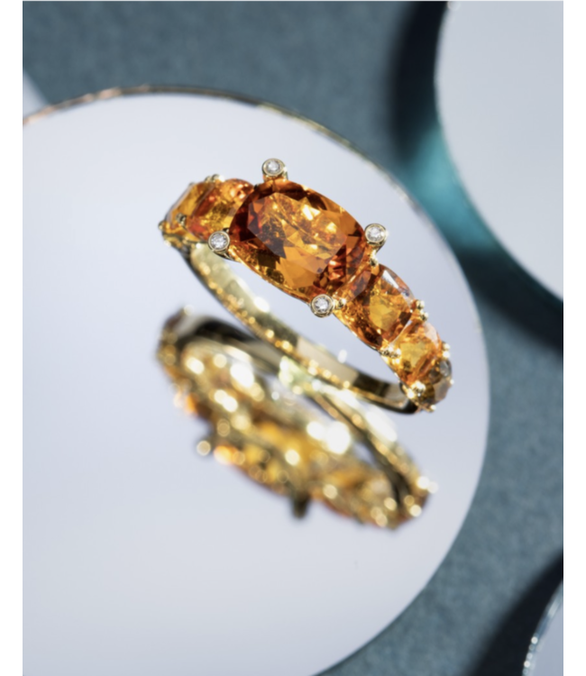 Ponte Vecchio ring Iris 18k geelgoud met citrien en quartz CA1760CPY