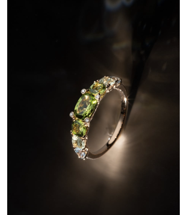 Ponte Vecchio ring Iris 18k geelgoud met  Amethyst, Peridot en Topaas CA1760PDY