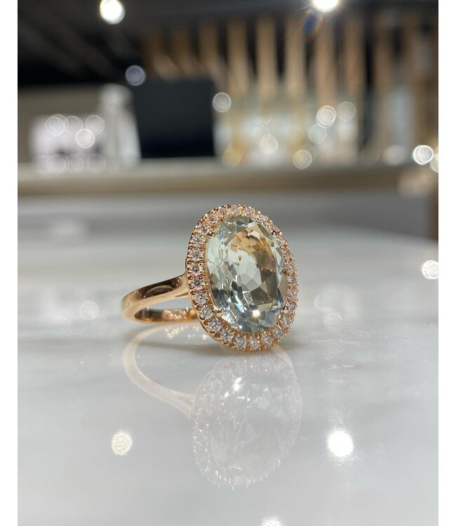 Positano ring prasioliet en diamant