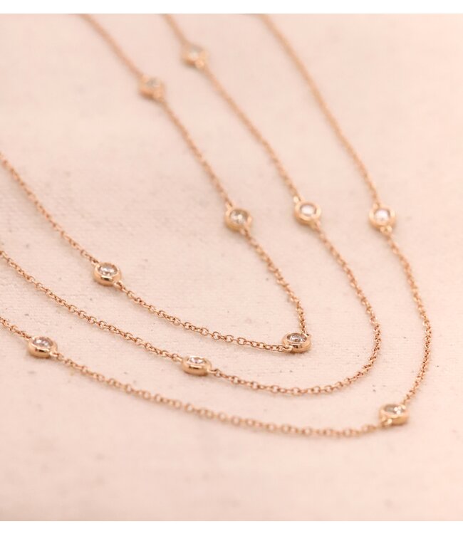 Positano collier 18k roségoud met 0.32ct diamant