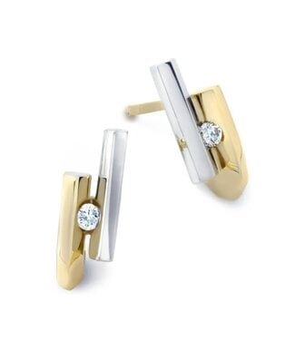 R&C R&C Bicolor gouden oorknoppen Penelope 2 x 0,03ct