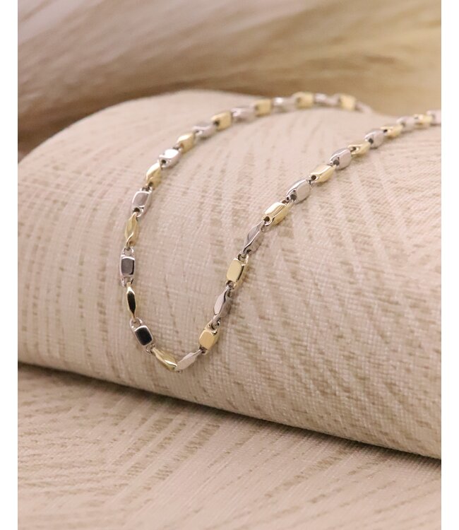 Monzario Collier 1182cbic. 45cm geel/witgoud 14k