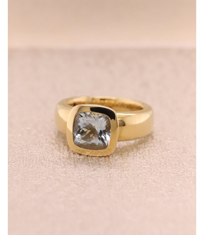 Positano Ring 18 kt. goud met Aquamarijn