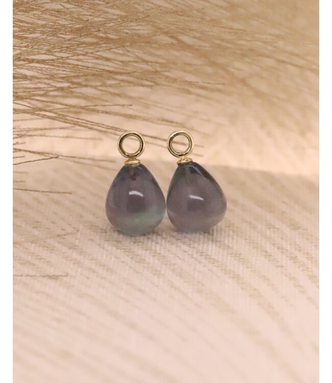 Roemer oorbelhanger 14k Geelgoud met FLuoriet