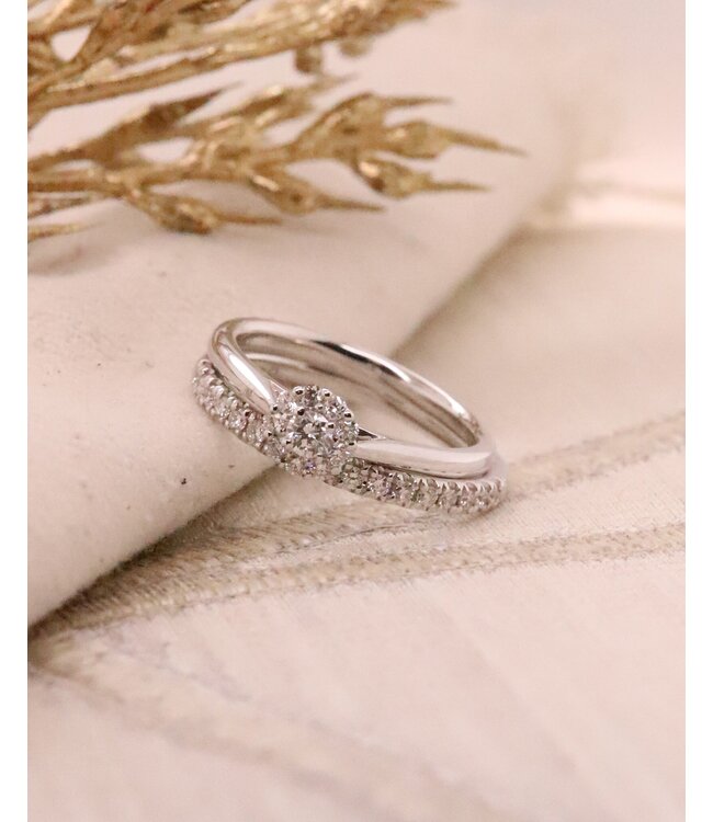 ROEMER ring 18k witgoud alliance S met diamant 0.24ct 54