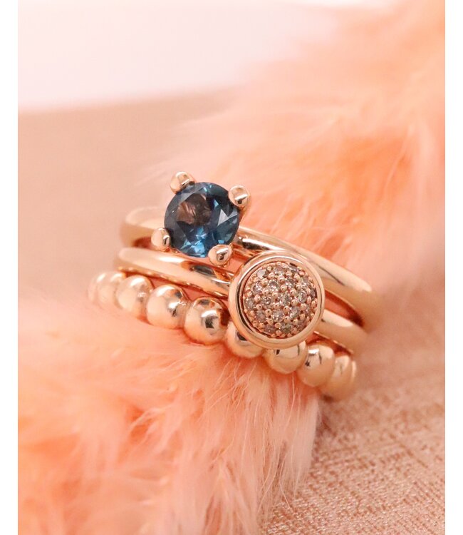 ROEMER by Bregje ring Lily 18K roségoud met London Blue Topaas
