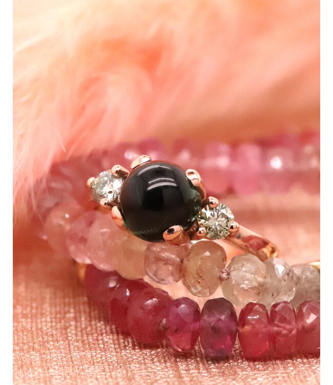 ROEMER by Bregje ring Solance 18K rosegoud met groene Toermalijn en mint groene diamant 0.34ct