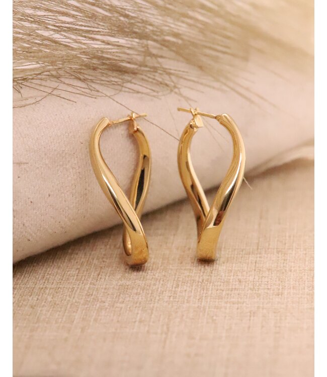 Monzario oorringen  Wave 18k goud 1217-O